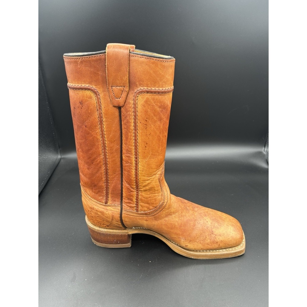 Vintage made in USA Wrangler Brown Leather Western Boots Square Toe Men